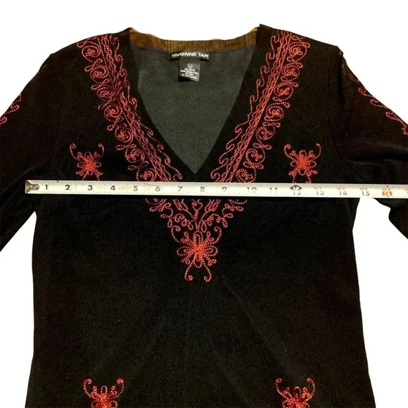 Rare Vintage 90s Vivienne Tam Embroidered Mesh Top- Size 1 - Picture 6 of 8